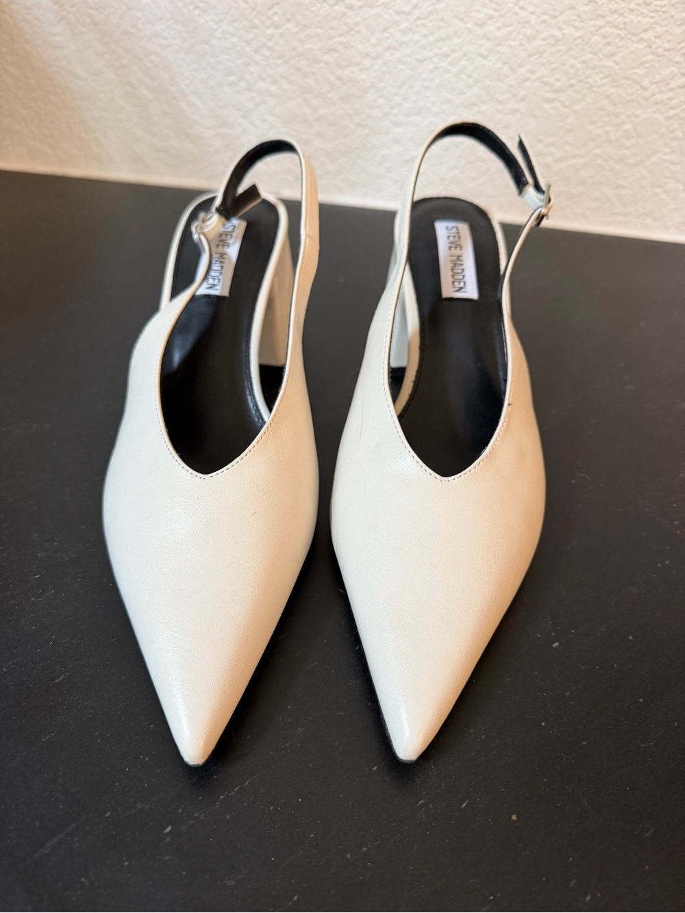 Steve Madden White Pointed Slingback Pumps